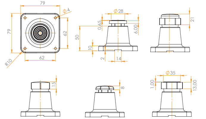 Pé baixo com ponteira niveladora alta 3/8 X 1 1/2” (50061)
