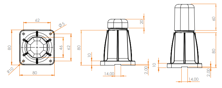 Conjunto sapata regulável com ponteira oitavada 100mm Cinza (50072)